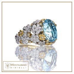 Anello traforo piccolo con acquamarina